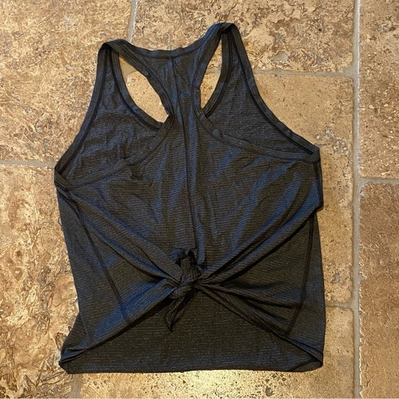 LULULEMON Women Heathered Black Striped Tie It Up Singlet Tank Top Size 10/12 - Picture 7 of 8
